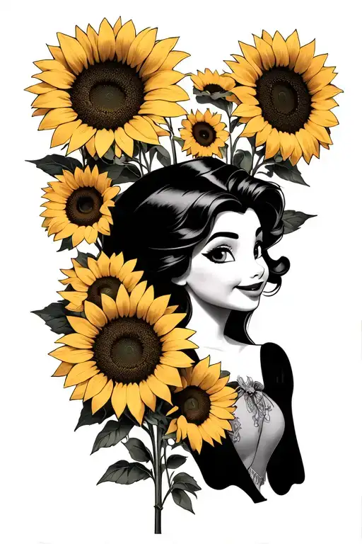 Sunflowers And Disney Characters