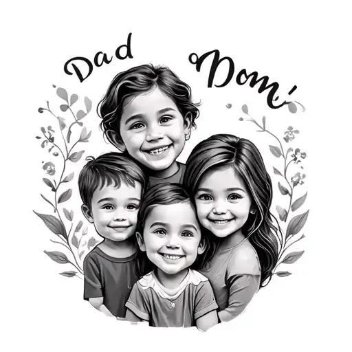 Dad Mom Four Kids