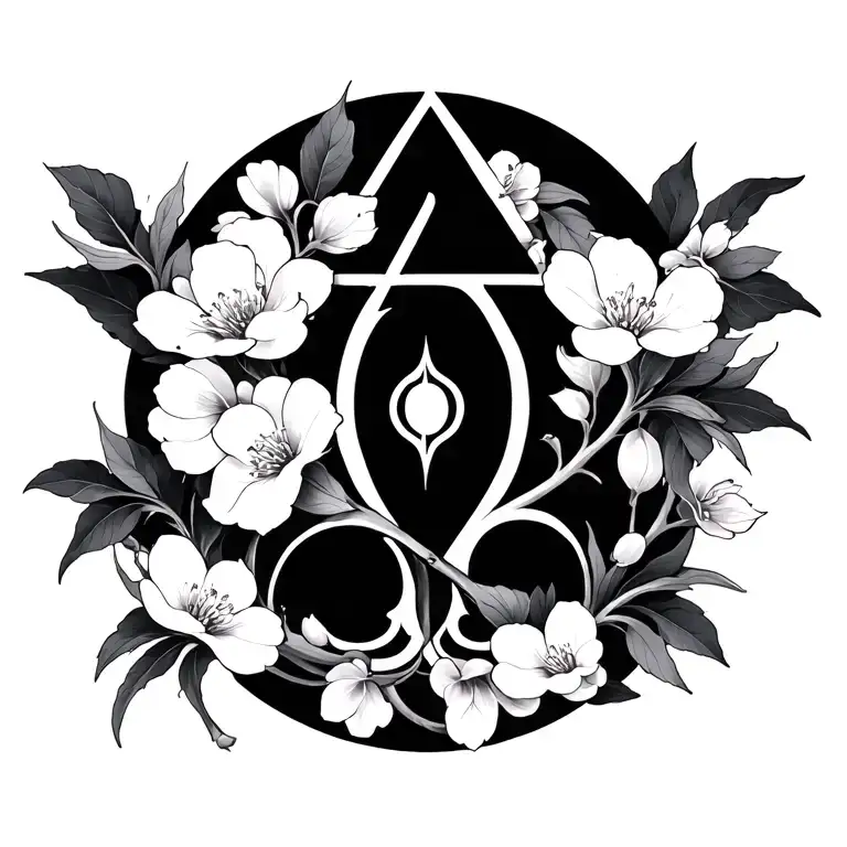 Ornamental With Cherry Blossoms With A Representation Of The Trinity