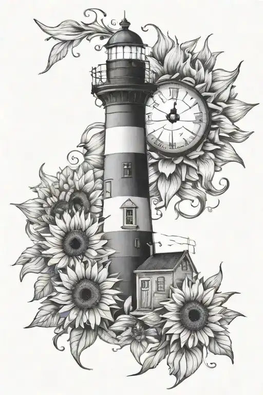 Lighthouse Made Of Sunflowers