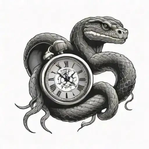 Clock And Snake Wrapped Loosely For Shoulder And Bicep