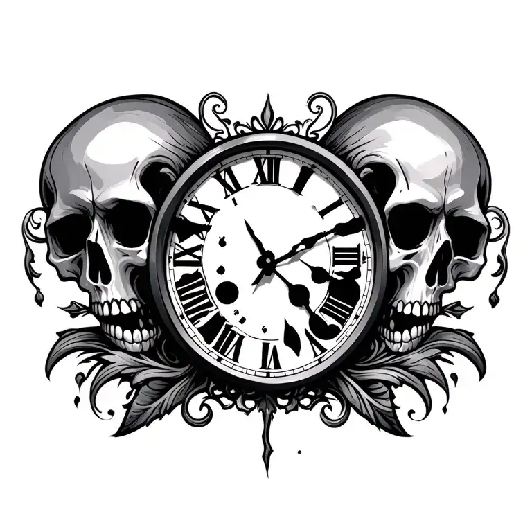 Clock Skull Tribal