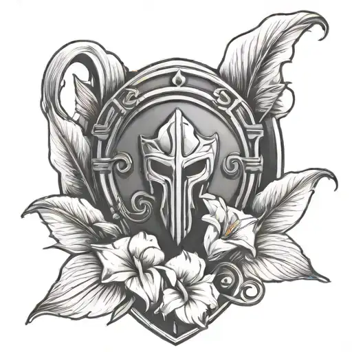 Spartan Shield With Calla Lillies