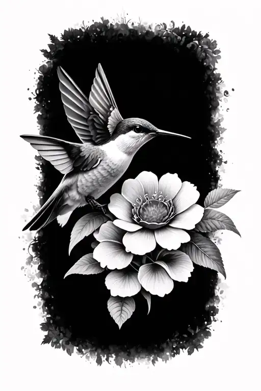 Hummingbird With Flowers