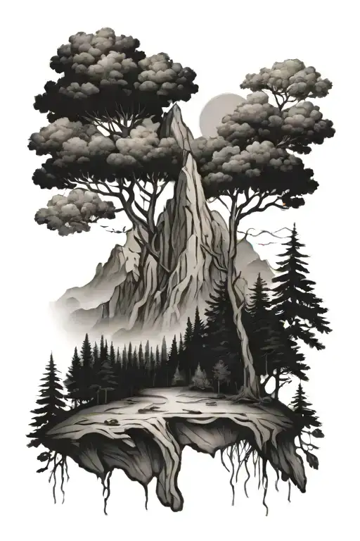 Nature Trees And Mountain