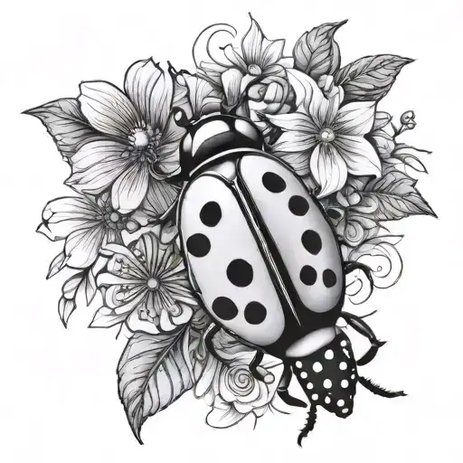 Flowers And Ladybug