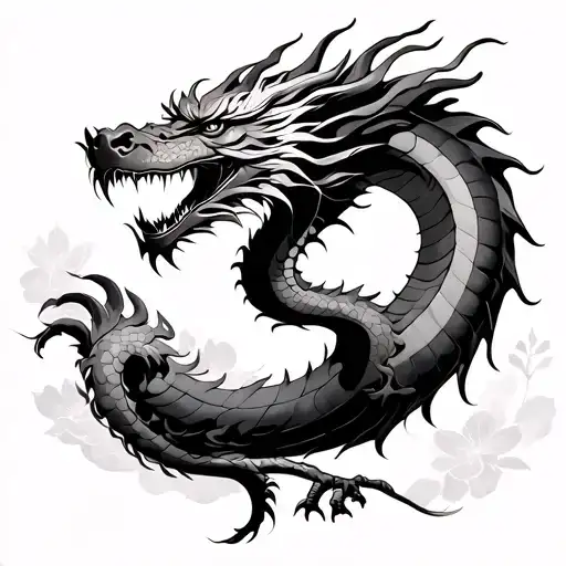 Dragon In Sakura Over The Shoulder