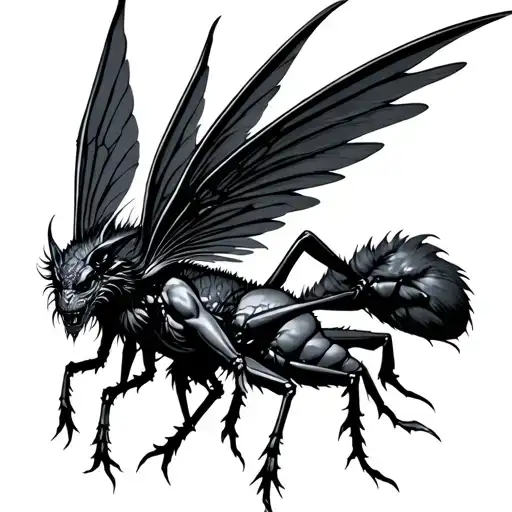 Demon Fly With Her Wings Flying