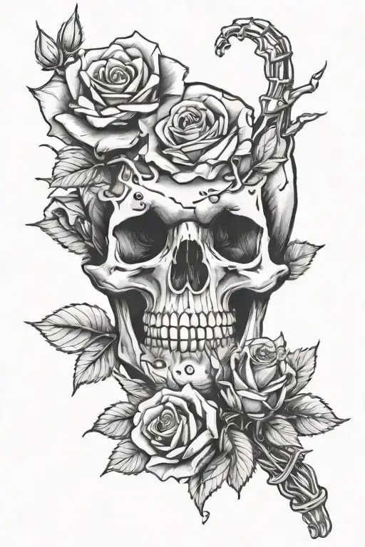 Skeleton Hand Holding A Rose