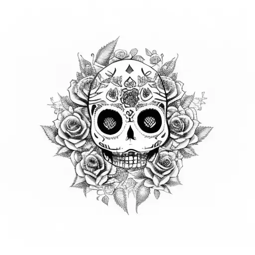 A Beautiful Catrina Day Of The Dead Model Surrounded By Intricate Random Rose Vines