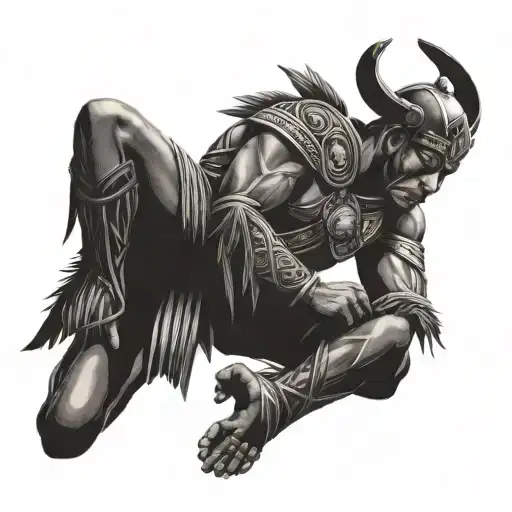 Inca Warrior Strangling A Man Sitting