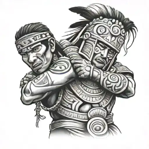 Inca Warrior Strangling A Man With His Hand