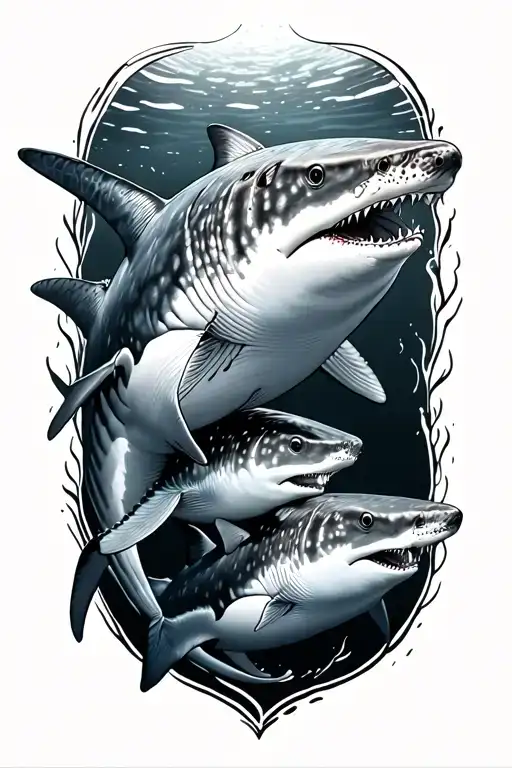 Whale Sharks Swimming Together