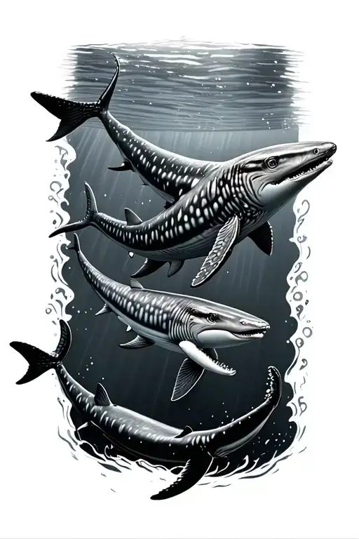 Non Detailed Whale Sharks Swimming Together