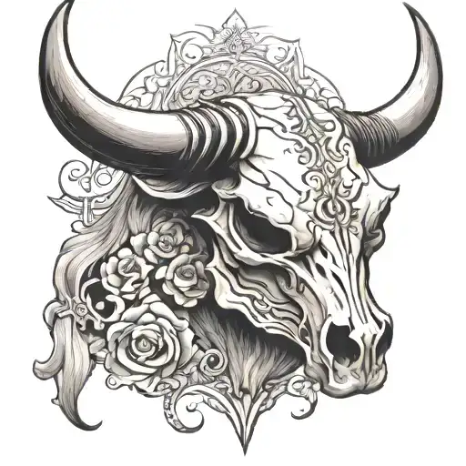 Bull Skull To Honor My Dad Who Is A Taurus Zodiac Sign