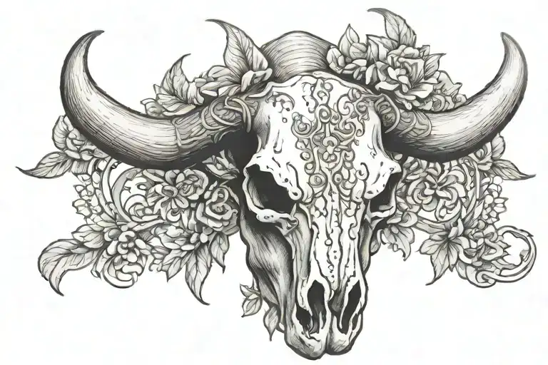 Bull Skull To Honor My Dad Who Is A Taurus Zodiac Sign