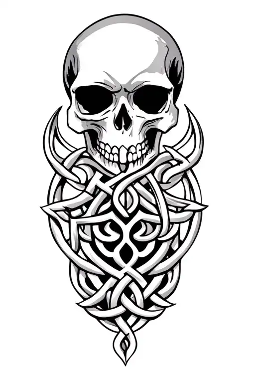Celtic Tribal Tattoo With A Skull
