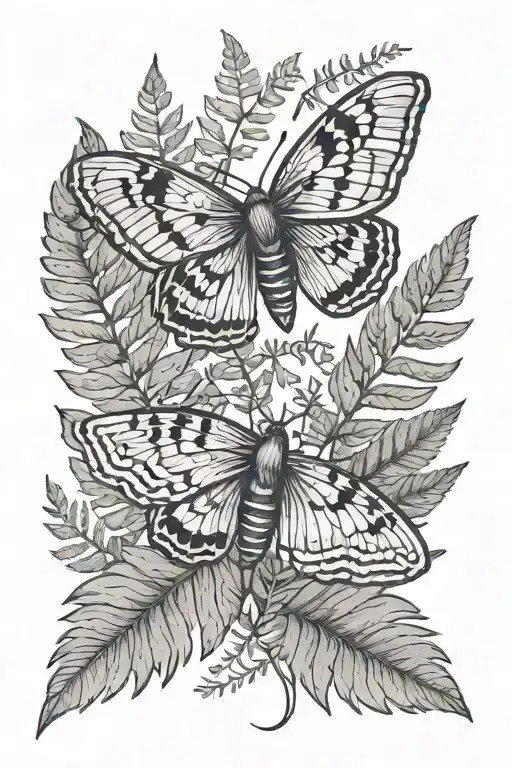 Moth And Fern Leaf Intertwined