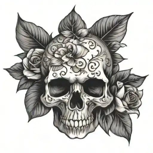 Skull With Flowers