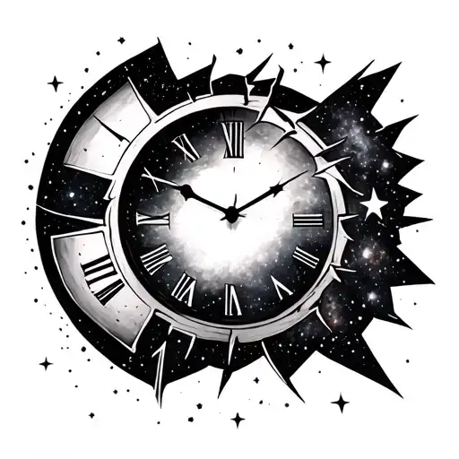 Broken Clock Outter Space Galaxy Filled With Stars