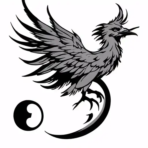 Minimalist Phoenix With Semicolon Hidden Symbol