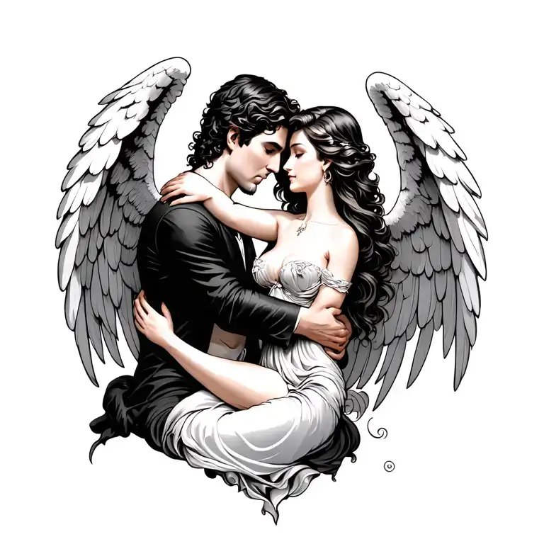 Fallen Angel Hugging His Wife