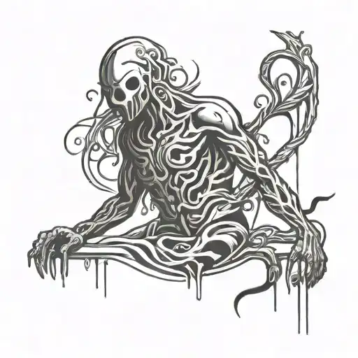 White Stick Figure Surrounded By Black