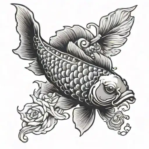 Koi Fish And Pigeon