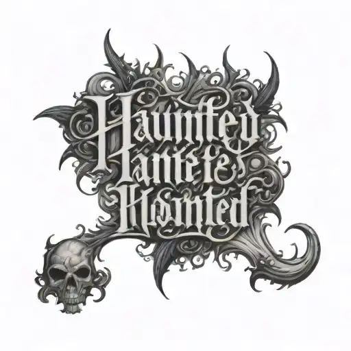 Haunted Inscription In Gothic Font