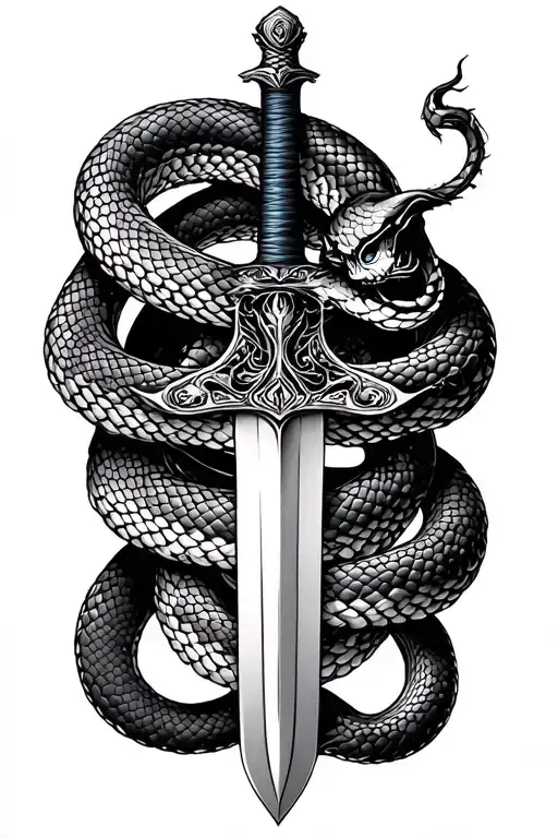 Snake Coiled Sword Surrounded