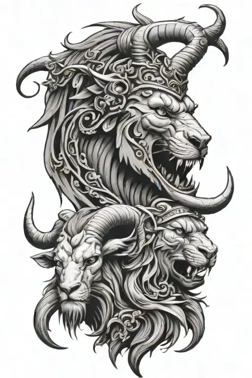 Reaper And Lion And Goat Head