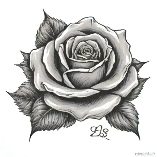 Rose Tattoo With The Name Els In It