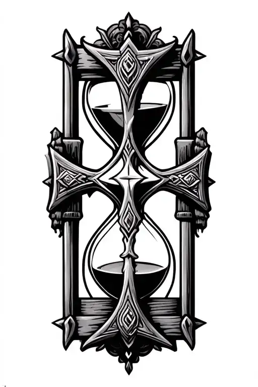 Cross With An Hourglass And Add A Background Black And White Also Somewhat Viking Theme