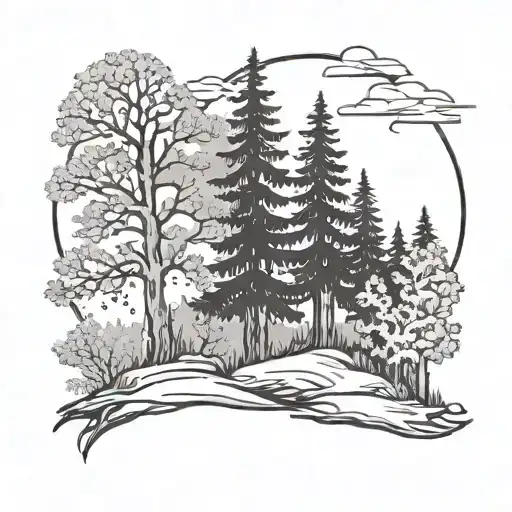 Winter Nature Elements Like Trees Adventure