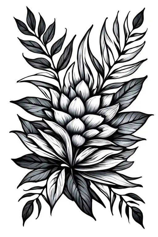 Plant Leaves And Mandala