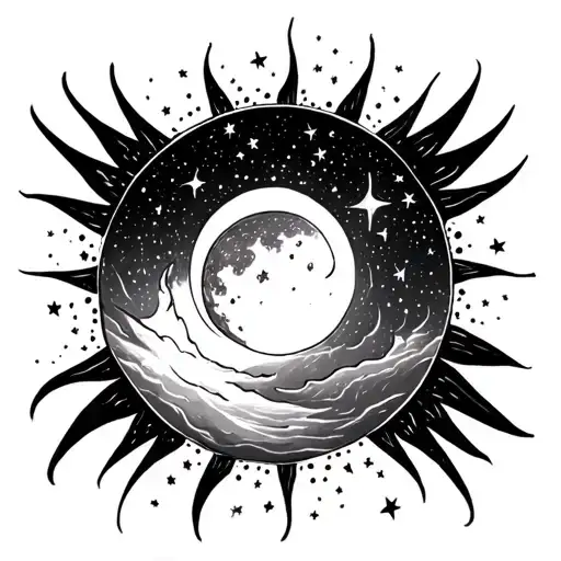 Sun Sky Filled With Stars