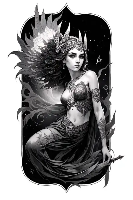 Whimsical Wiccan Pagan Valkyrie Floating