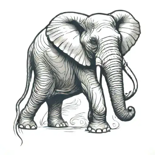 Elephant With Trunk Up