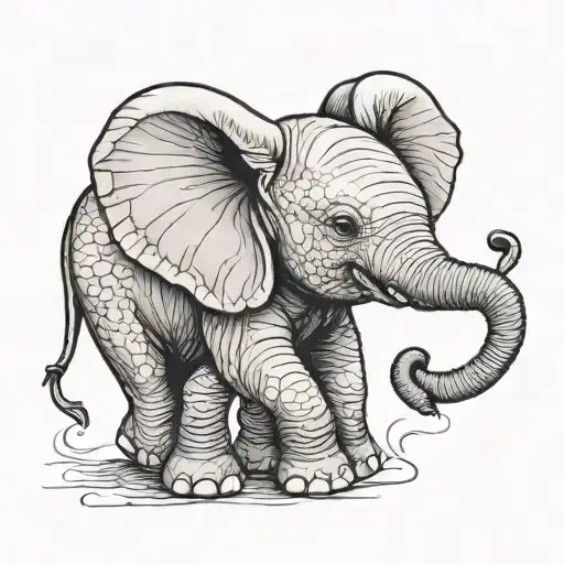 Baby Elephant With Trunk Up