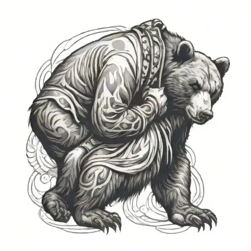 A Man Strangles A Bear