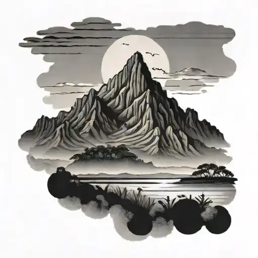 Le Morne Mountain Range Silhouette