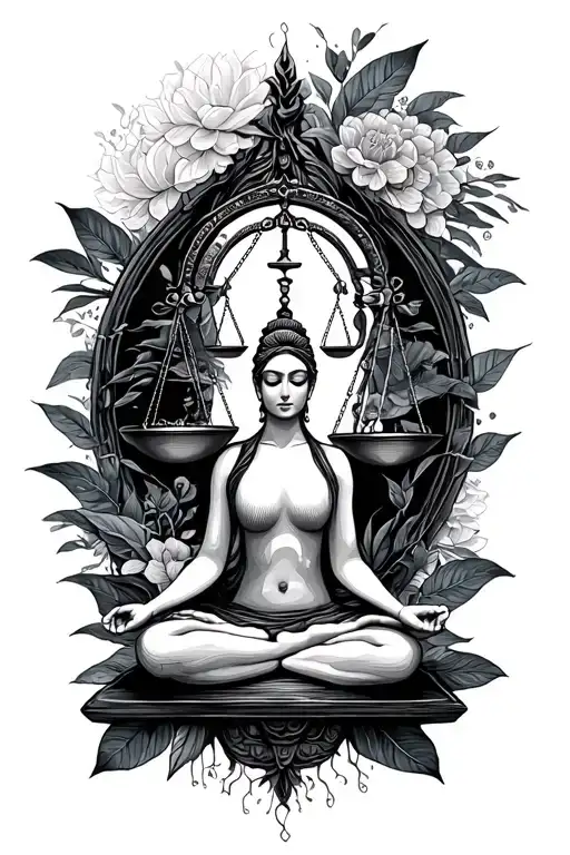 Balance Scale And Meditation Scene