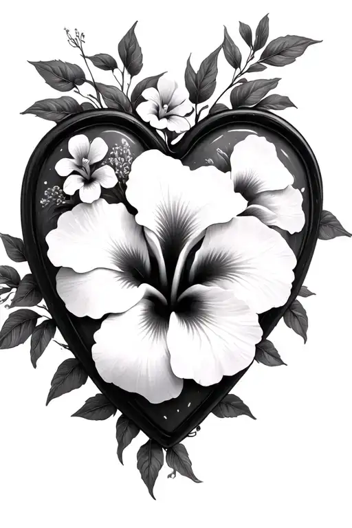 A Heart Made Out Of Intertwined Hibiscus Flowers