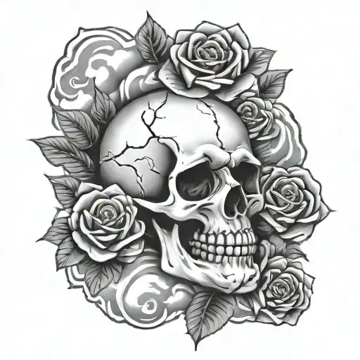 Skull Roses Cloud Background