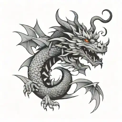 Realistic Geometric Japanese Dragon