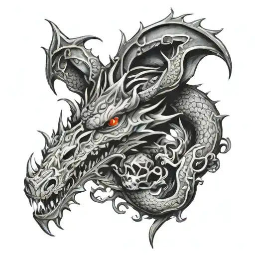 Dragon With Skulls