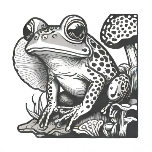 Frog On A Mushroom