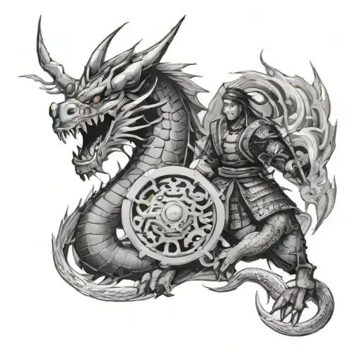 Dragon And Samurai Warrior