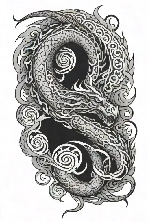 Maori Arm Sleeve Including Dragon Breathing Fire
