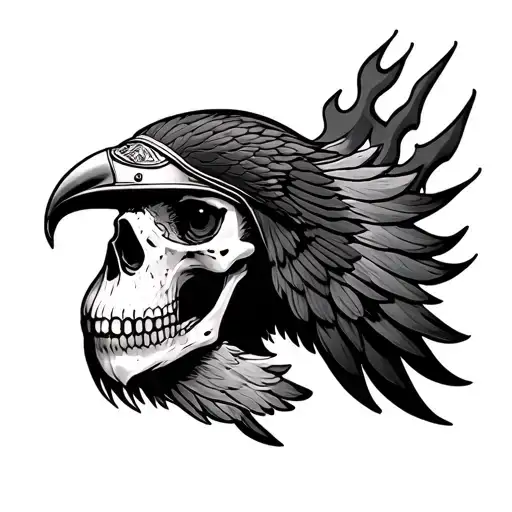 Periguin Falcon Roman Helmet Skull Flames Boxer Dog